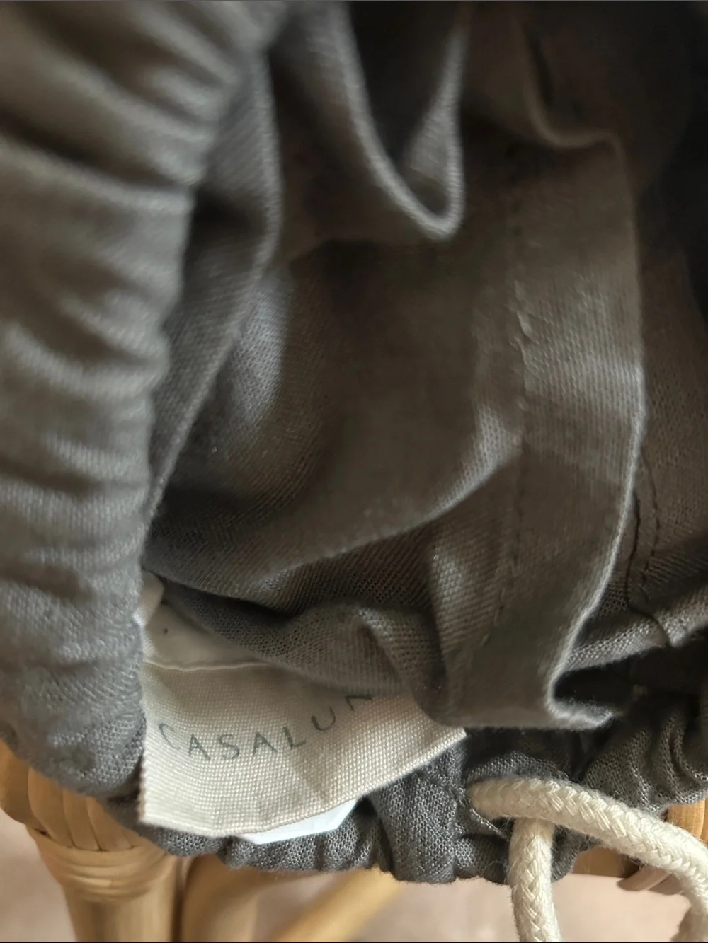 Casaluna King Linen Blend Bedskirt Dark Gray , Plain Weave, 15” Drop